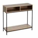 Table de console meuble dentre en mdf - mtal coloris natutrel - noir - longueur 80 x profondeur 30 ...