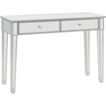 Table console miroir ovonni - blanc - bois - verre - rectangulaire - contemporain - design