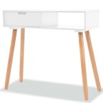 Table console - ovonni - bois de pin massif - blanc - 1 tiroir - style campagne