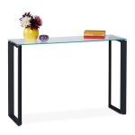 Relaxdays table console verre meuble d?appoint troit hxlxp 75 x 110 x 35 cm mtal couloir salon lgant ...