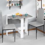 Idmarket table console pliable edi 2 - 4 personnes blanche plateau effet b�ton 103 x 76 cm
