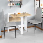 Idmarket table console pliable edi 2 - 4 personnes bois blanc plateau fa�on h�tre 103 x 76 cm
