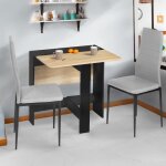 Idmarket table console pliable edi 2 - 4 personnes bois noir plateau fa�on h�tre 103 x 76 cm