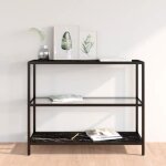 Table console stoex en verre trempé et métal noir - 100x36x90 cm Table console stoex en verre trempé et métal noir - 100x36x90 cm