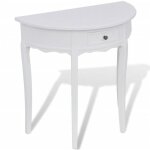 Table console - vidaxl - demi - ronde - blanc - mdf et pin - 1 tiroir