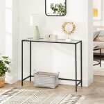 Table console - vasagle - dessus de table en verre tremp - cadre mtallique - pieds rglables