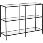 Table console vasagle - meuble d?entre  3 niveaux en verre tremp noir lgt027b01 - 100 x 30 x 73 cm ...