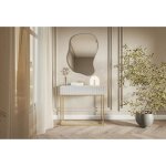 Table console - veldio - 90 cm - blanc avec pieds dor�s