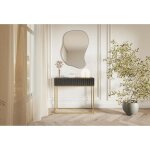 Table console - veldio - 90 cm - noir avec pieds dor�s