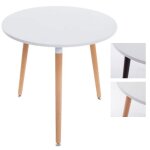 Table de cuisine design retro ansgar - clp - rond - blanc - bois - 80 cm