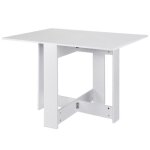 Table de cuisine pliable - ohmg - 103l x 76l x 74h cm - blanc - bois - rectangulaire