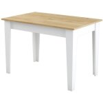 Table de cuisine avec rangement - kieva - mlamine - blanc / chne - rectangulaire - 4 / 6 personnes ...
