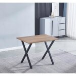 Table de cuisine table de repas en mdf avec pieds en mtal coloris noir - longueur 100 x profondeur 70 ...