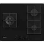 Table de cuisson gaz - rosieres - rvg63b4mbb / 1 - 3 foyers - allumage 1 main - surface en verre