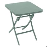 Table dappoint de jardin carr�e greensboro vert olive 40x40cm en acier trait� �poxy - hesp�ride