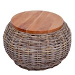 Table dappoint hwc - m30 table en rotin table de fleurs table de caf� table de salon table en bois ronde ...