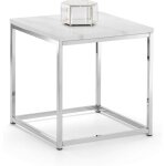 Table dappoint scala - julian bowen - effet marbre blanc - pi�tement en inox - design contemporain