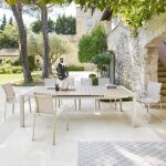 Table de jardin extensible 10 places aluminium trait� �poxy evasion lin et argile - hesp�ride
