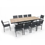 Table extensible aluminium et c�ramique avec 10 chaises - oviala