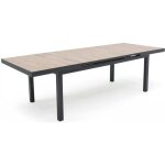 Table extensible aluminium et c�ramique imitation bois - oviala