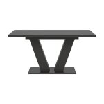 Table extensible capture ? pied design en v ? gris fonc� ? 150 � 190 cm