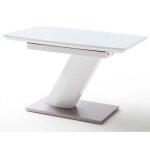 Table extensible design coloris blanc brillant - l. 120 - 160 x h. 76 x p. 80 cm