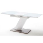 Table extensible design coloris blanc brillant - l. 140 - 180 x h. 76 x p. 80 cm
