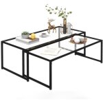 Lot de 2 tables basses homcom verre tremp� 119x56x44. 5cm noir