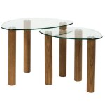 Table gigogne galet en verre tremp� clara (lot de 2)
