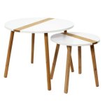 Table gigogne bicolore relief blanc x2