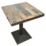 Table haute de bar huole - table de bistro en mdf - carr� 60 * 60 * 75cm - aspect bois - marron