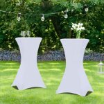 Idmarket lot de 2 tables hautes pliantes 105 cm et 2 housses blanches