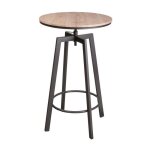 Urban living - table haute ronde design industriel factory - diam. 60 x h. 93 cm - marron