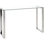 Table haute en verre tremp� transparent - 120 x 40 x 78 cm