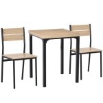 Homcom - ensemble table � manger et chaises - mdf - 60x60x76cm - noir bois de ch�ne clair