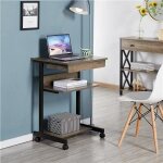 Table informatique bureau dordinateur roulant poste de travail 56 x 51 x 79 cm avec 1 tiroir et 2 etagres ...