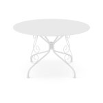 Table de jardin d. 120 cm en m�tal fa�on fer forg� - blanc - guermantes de mylia