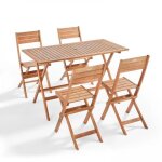 Table de terrasse et 4 chaises pliantes en bois - oviala