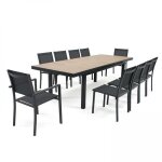 Table de jardin 8 chaises et 2 fauteuils en aluminium et c�ramique tivoli oviala