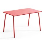 Table de jardin en acier 6 places 120 cm rouge palavas oviala