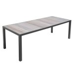 Table de jardin en aluminium et cramique 10 places effet bois gris - oviala