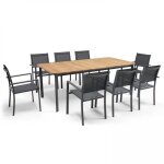 Table de jardin en aluminium / teck et 8 chaises - oviala Table de jardin en aluminium / teck et 8 chaises - oviala