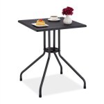 Relaxdays table de jardin carr�e aspect bois plastique et m�tal h x l x p�: 75 x 61 x 61�cm balcon & ...