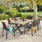 Table de jardin axiome eucalyptus & graphite 8 places - hesp�ride
