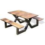 Table de jardin avec bancs - gris anthracite - aluminium et hpl effet bois - 150 x 164 cm - vancouver ...