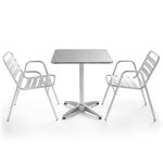 Table de jardin bistrot carr�e aluminium et 2 fauteuils - oviala