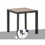 Table de jardin carr�e alu evasion 2 places effet bois + 2 fauteuils piazza - hesp�ride