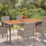 Table de jardin - vidaxl - 190x90x75 cm - bois gris - résine tressée - 6 personnes Table de jardin - vidaxl - 190x90x75 cm - bois gris - résine tressée - 6 personnes