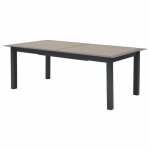 Table de jardin extensible allure effet bois muscade & graphite 12 places en aluminium trait� �poxy - ...