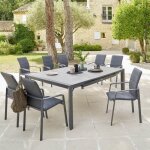 Table de jardin extensible 10 places en alumium evasion seigle et graphite - hesp�ride